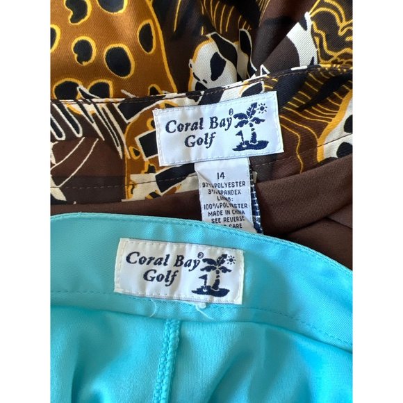 2 Golf Skirts size 14 Coral Bay Skort Blue Brown Exotic - Picture 3 of 3